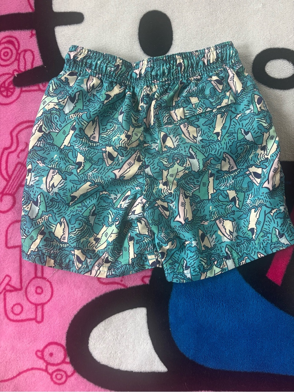 Cat & Jack Aqua Blue Shark Swim Trunks with Mesh Lining